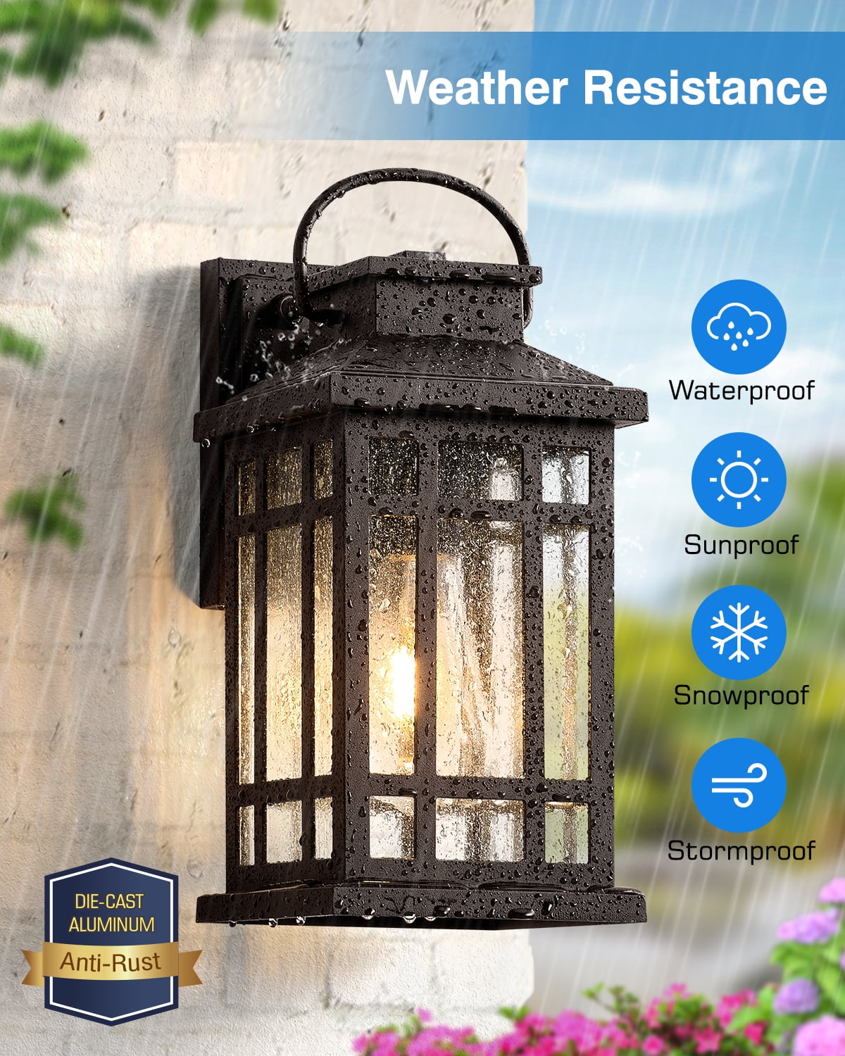OPAXIS Outdoor Light Fixture, Dusk to Dawn Outside Lights for House, Brown Outside Sconce Lighting, Oil Rubbed Bronze Exterior Porch Lights Wall Mount, Modern Outdoor Wall Lantern for Patio Garage