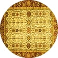 thumbnail image 1 of Ahgly Company Indoor Round Abstract Yellow Modern Area Rugs, 3' Round, 1 of 4