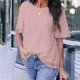 thumbnail image 5 of Puntoco - Blusa de manga corta con cuello redondo para mujer, blusa de gasa con lunares Puntoco Puntoco-5663, 5 of 7