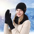 thumbnail image 2 of PMVFHDE Autumn Winter Adult Pullover Set Outdoor Warm Ear Scarf Hat Windproof Black, 2 of 3