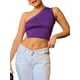 thumbnail image 4 of VISgogo Camisola Femenina, Color Sólido Un Hombro Tejido Chaleco Sin Respaldo Crop Tops Traje De Verano, S/M/L VISgogo moda, 4 of 9