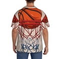 thumbnail image 3 of Lsque Basketball Shot print Men's Cuban Collar Short Sleeve Shirt Summer Beachwear Casual Button Down Fashionable Vacation Leisure Shirt-4X-Large, 3 of 7