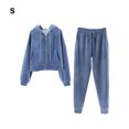 thumbnail image 3 of Minnieouse Conjunto de ropa con capucha para correr y hacer ejercicio para mujer, para invierno y otoño, para fiestas, viajes, senderismo, conjuntos de ropa Azul S, 3 of 6