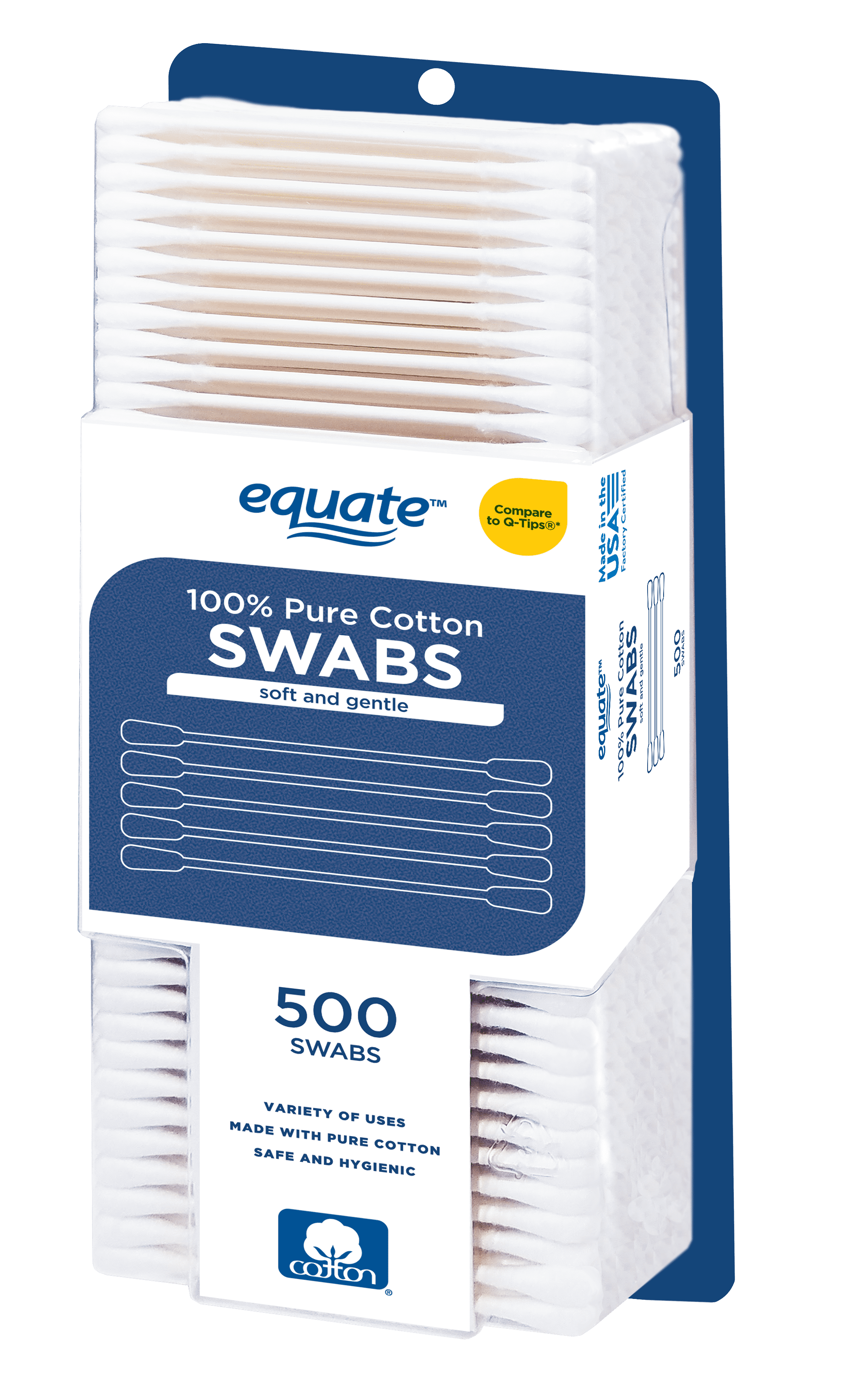 Q-tips Cotton Swabs, Original, For Home, First Aid and Beauty, 100% Cotton & Equate 100% Pure Cotton Swabs Bundle