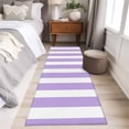 thumbnail image 5 of Purple Striped Large Area Rugs for Bedroom Living Room, Soft Non Slip Carpet Bedside Rug, Modern Farmhouse Purple White Stripes Rectangular Floor Cover Kitchen Accent Rug 2'x6' for Dining Room/Office, 5 of 9