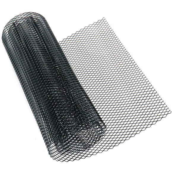 Modengzhe 40 x 13 inch Car Grill Mesh Sheet, Black Painted Aluminum Alloy Multifunctional Grille Mesh Roll, 6 x 12 mm Rhombic-Shape Grids