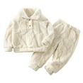 thumbnail image 3 of CUZIBR Kids Fall Outfits Snowsuit Fuzzy Wool Thick Warm Embroidery Crewneck Pullover Top Elastic Waist Pants Home Casual Wear Two Piece Set Sweatsuit Clothing Sets,White,10-12 Years, 3 of 3