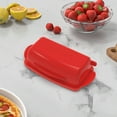 thumbnail image 3 of Soul Creat Plastic Butter Dish with Lid & Spreader, Non-slip, Red, 3 of 7