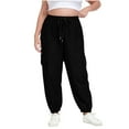 thumbnail image 2 of Hfnxid Womens Wide Leg Pant Plus Size Elastic Waist Sweatpant Loose Fit Breathable Joggers Trousers Fashion Solid Color Workout Pant with Pockets BlackL, 2 of 10