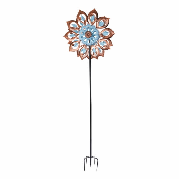 Alpine Corporation 85"H Antique Flower Kinetic Wind Spinner Garden Stake