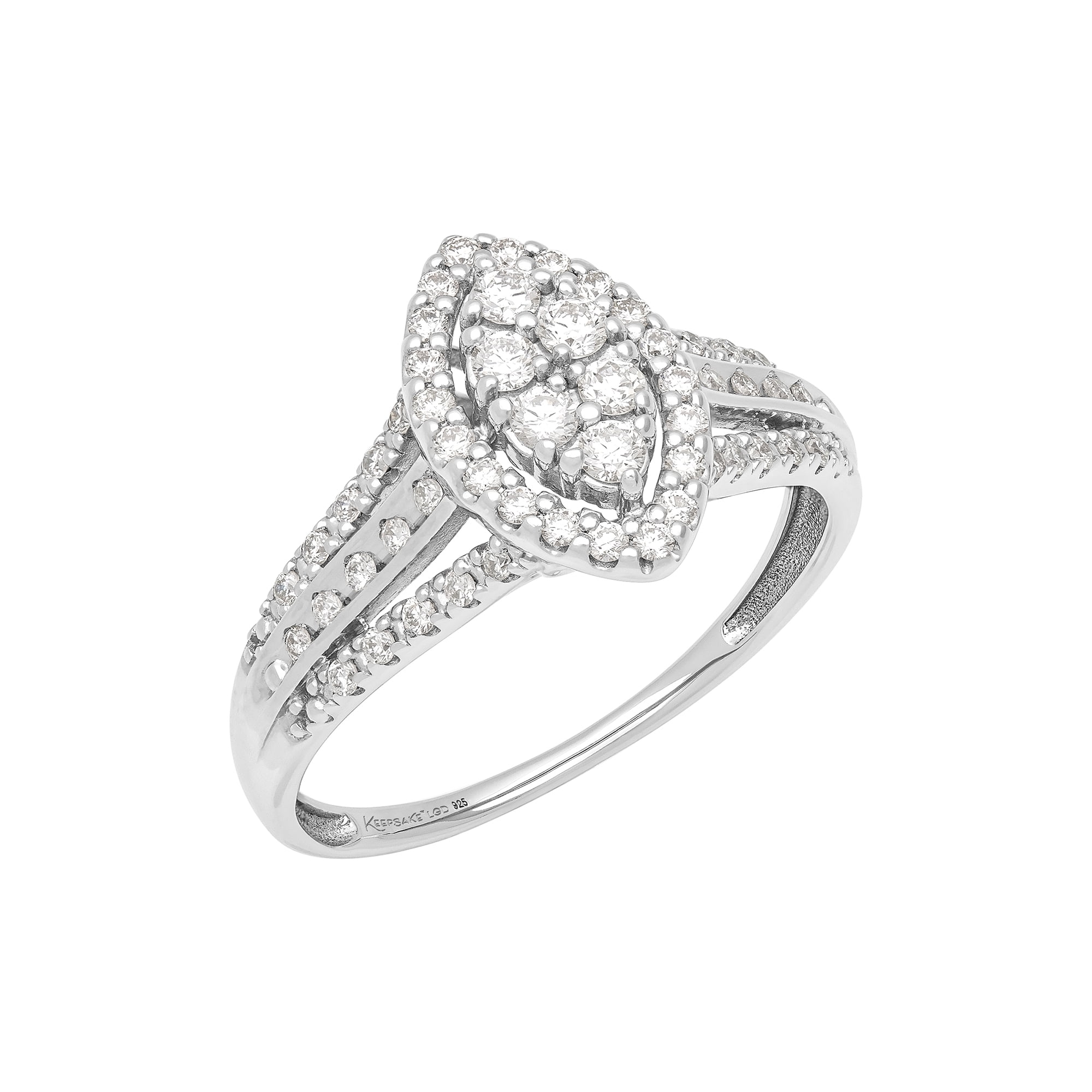 1/2 Carat TW Lab-Grown Diamond Halo Women's "Radiance" Engagement Ring in Sterling Silver by Keepsake