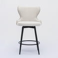 thumbnail image 6 of BTMWAY 180° Swivel Bar Stools Sets of 2, Modern Linen Fabric Upholstered Counter Height Bar Chairs with Gold Nailhead Trim and Metal Legs, Counter Stools with Button Tufted Wing-Back, Beige, 6 of 13