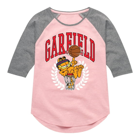 Garfield - Basketball - Toddler & Youth Girls Raglan Graphic T-Shirt