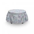 thumbnail image 3 of Winter Ottoman Cover, Pastel Snowflakes Joyful, 2 Piece Slipcover Set with Ruffle Skirt for Square Round Cube Footstool Decorative Home Accent, Standard Size, Blue Green Lavender, by Ambesonne, 3 of 5