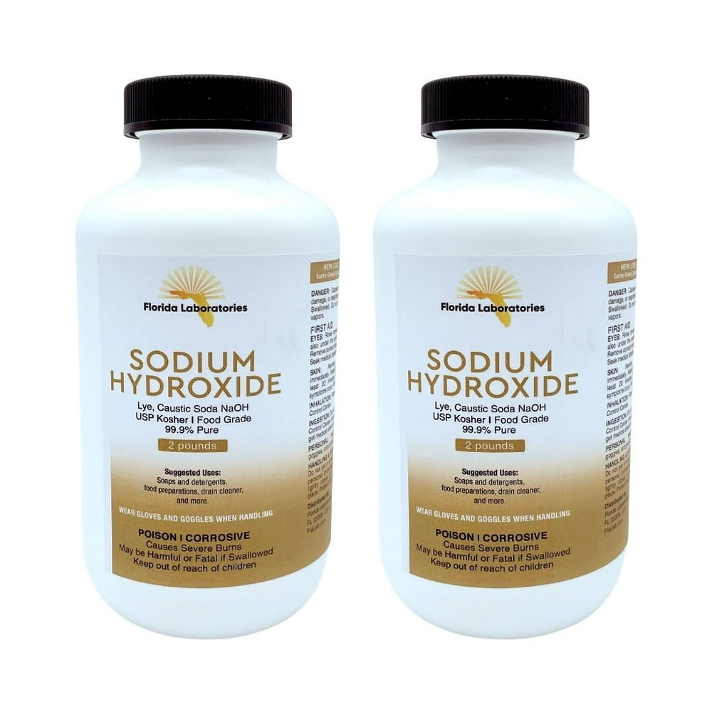 Sodium Hydroxide 99.9 Pure Food Grade Beads Caustic Soda lye 4 Lbs (Pounds)