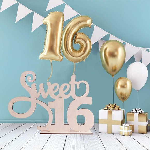 Sweet 16 Birthday Decoration, Sweet 16 Wooden Sign Photo Booth Props,16th Bir...