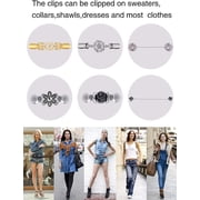 6PCS Fit Dress Cinch Clips Set, Scarf Clip, Retro Cardigan Collar Clips, Shirt clip, Dresss Clips Back Cinch, Shawl Clip Sweater Clips, Coat Chain Clips for Women Antique Flowers