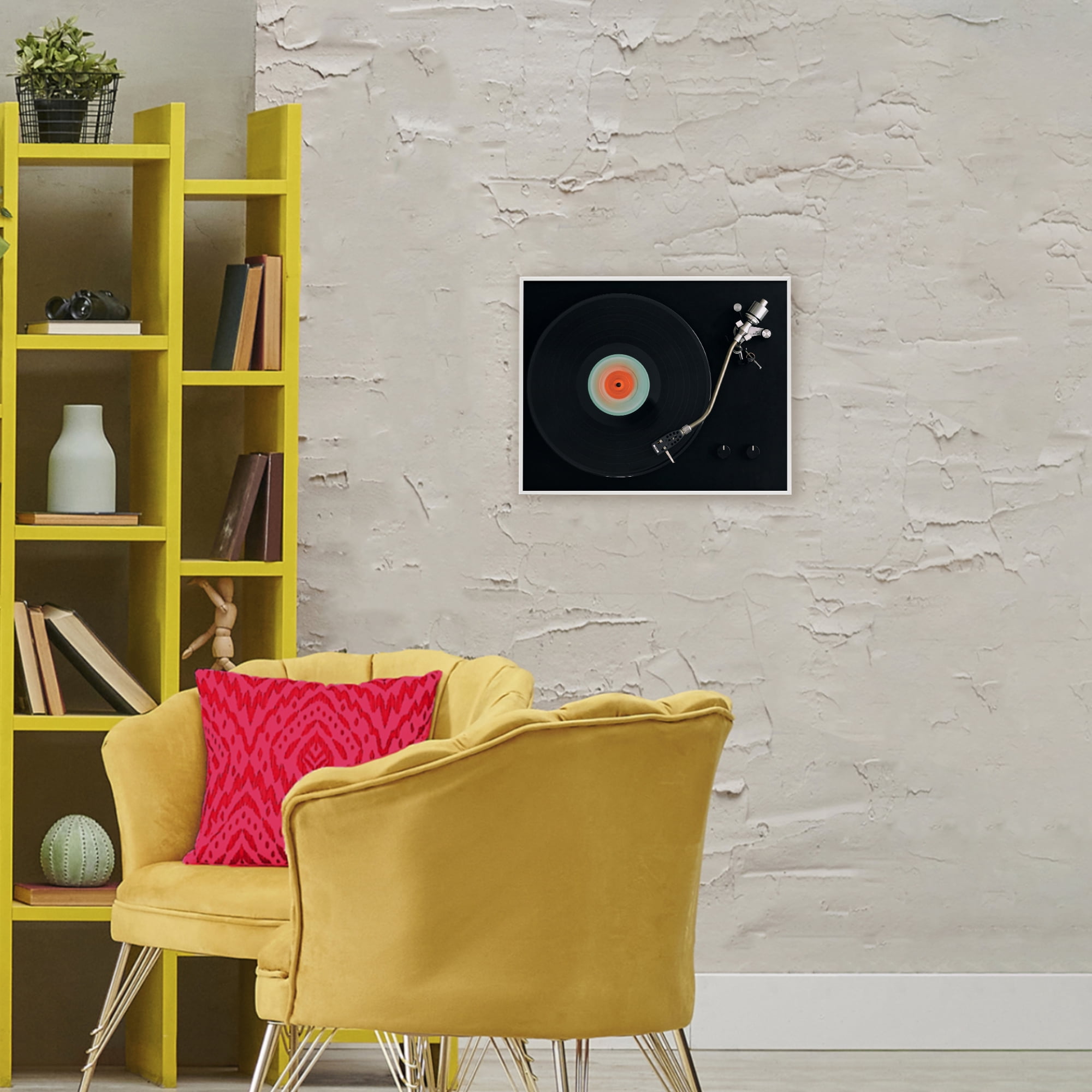 Stupell Industries Vintage Spinning Record White Framed Giclee Art, design by Tom Quartermaine