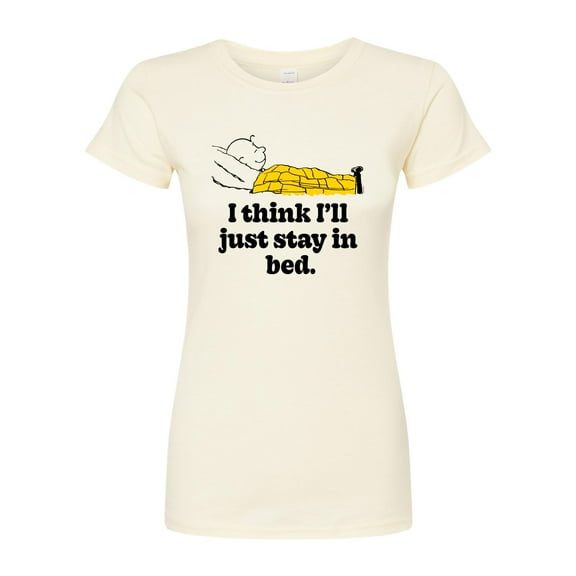 Peanuts - I Think I'll Stay In Bed - Juniors Fitted Graphic T-Shirt