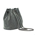 thumbnail image 1 of Bolso de mano pequeño con forma de cubo para mujer, de color negro brillante y con diamantes de imitación, bolso de mano para cenas de mujer, 1 of 5