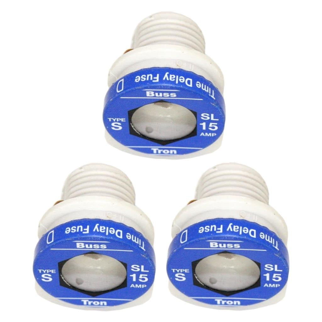 3-Pack Bussmann BP//SL-30 30 Amp Time Delay Loaded Link Rejection Base Plug Fuse 125V UL Listed Carded
