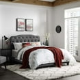 thumbnail image 2 of Modern Contemporary Urban Bedroom King Size Bed Frame, Faux Vinyl Leather, Grey Gray, Box Spring Required, 2 of 5