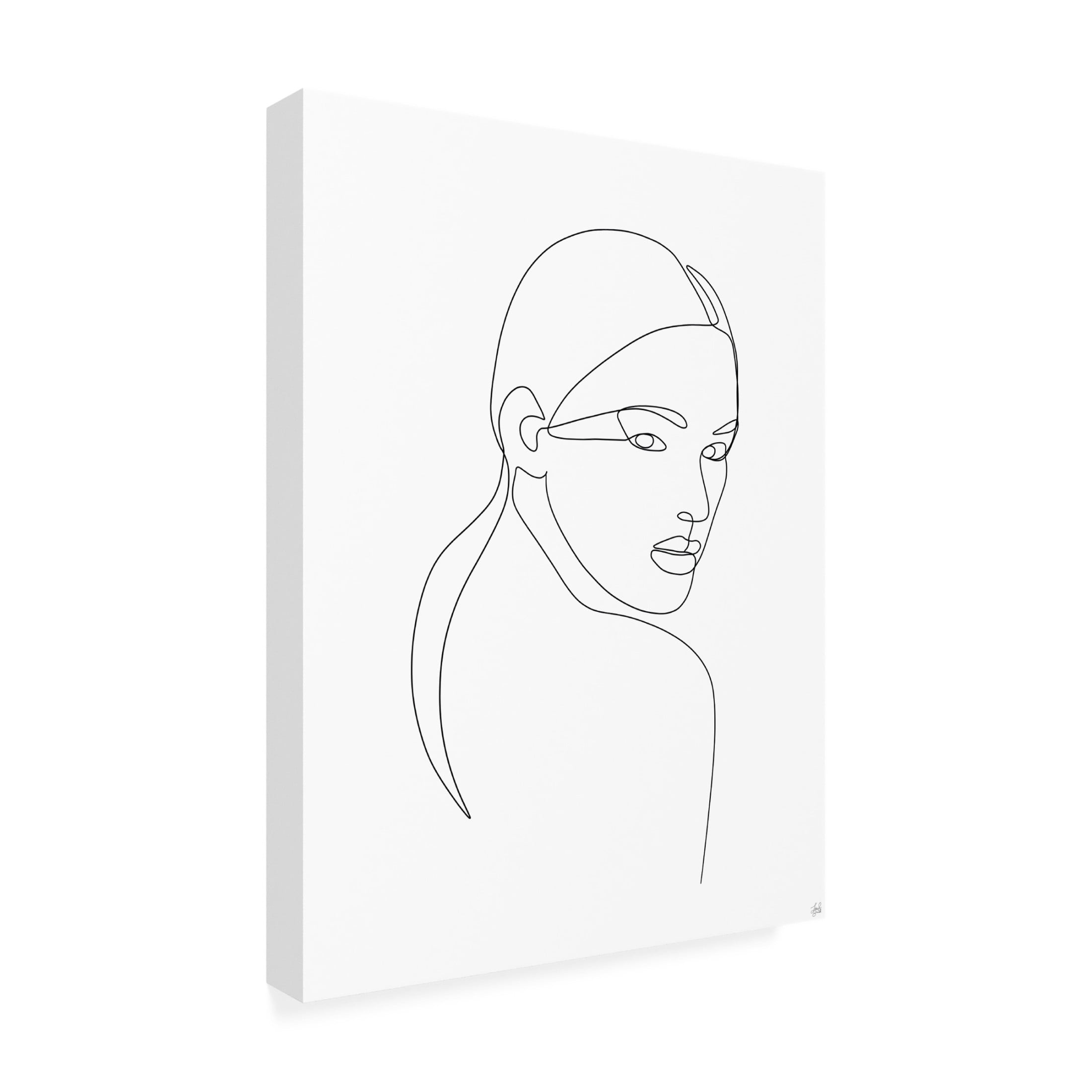 Canvas Wall Art - Line and Brush 'Line Lady Portrait 2' Wall Art for Living Room, Bedroom, or Office Décor by Trademark Fine Art - 35 x 47 Inches