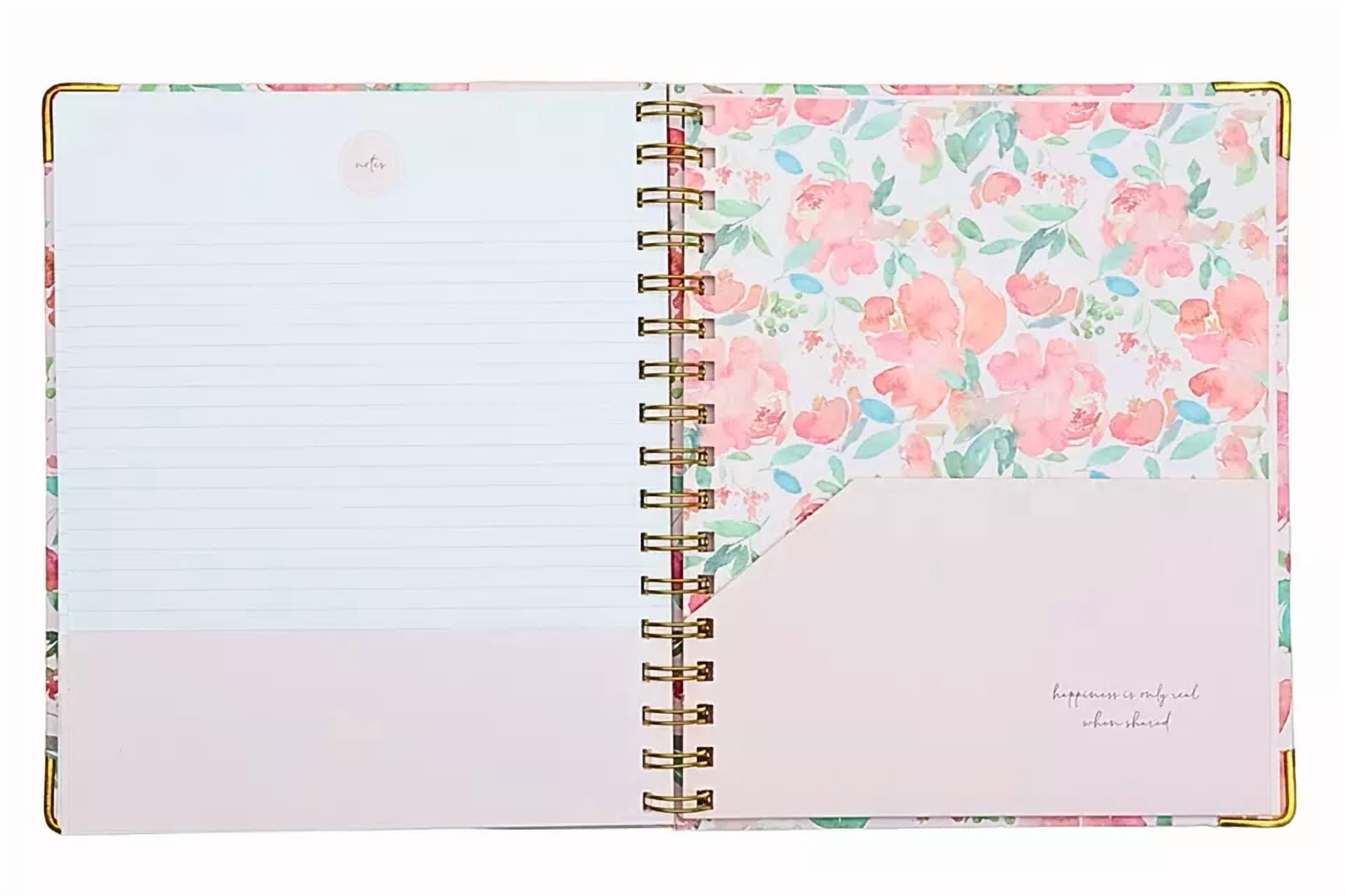 12 Months Non-Dated Weekly Monthly Planner 7.25 X 8.75 In Hard Cover Spiral Pink