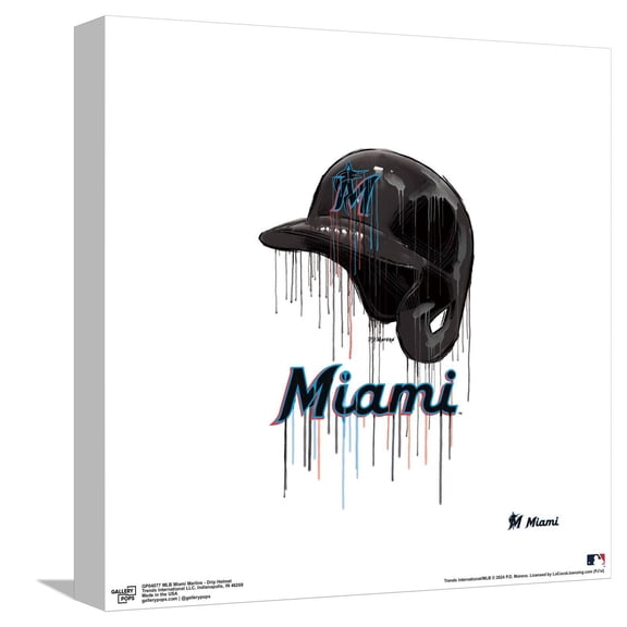 Gallery Pops MLB Miami Marlins - Drip Helmet Canvas Wall Art, Unframed Version, 12" x 12"