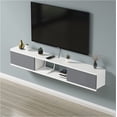 thumbnail image 1 of Repisa Flotante o Mesa TV Minimalista Muebleria Liz 2 Puertas Blanco-Gris, 1 of 2