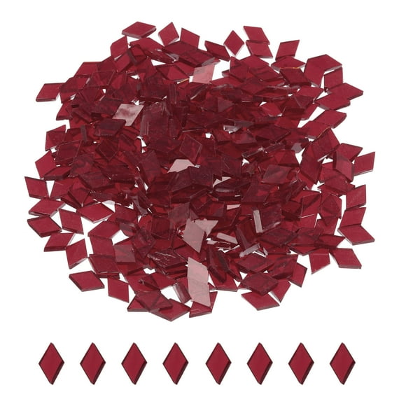 Unique Bargains 200g Mosaic Tiles Rhombus Shape Glass Mosaic Tiles for Art Crafts DIY Projects Transparent Brown Red