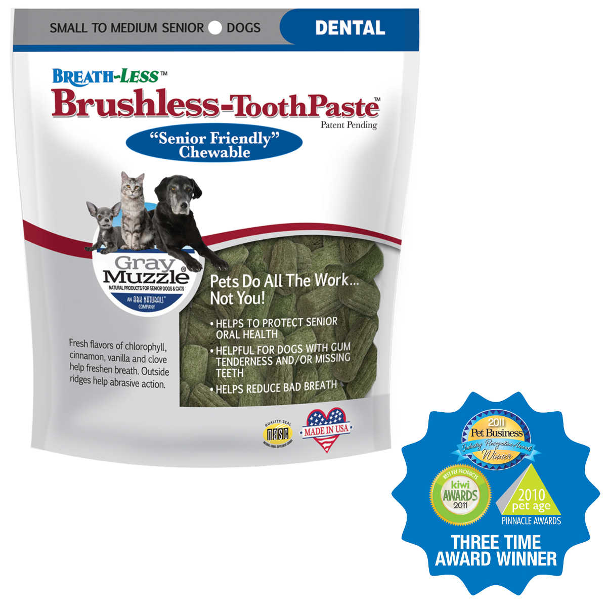 Gray Muzzle Brushless Toothpaste for Dogs Dental Health, Small to