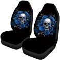 thumbnail image 5 of Pzuqiu Car Seat Cover Sets Full Set Elastic Car Seat Covers Full Set Polyester Fabric Removable Protect, Fit for Truck Cars Sedans, Skull and Rose Design, 5 of 10