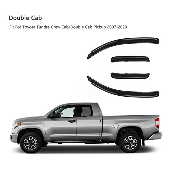 POSSBAY For Toyota Tundra Double Cab 2007-2020 Window Visors Vent Rain Guard Deflectors