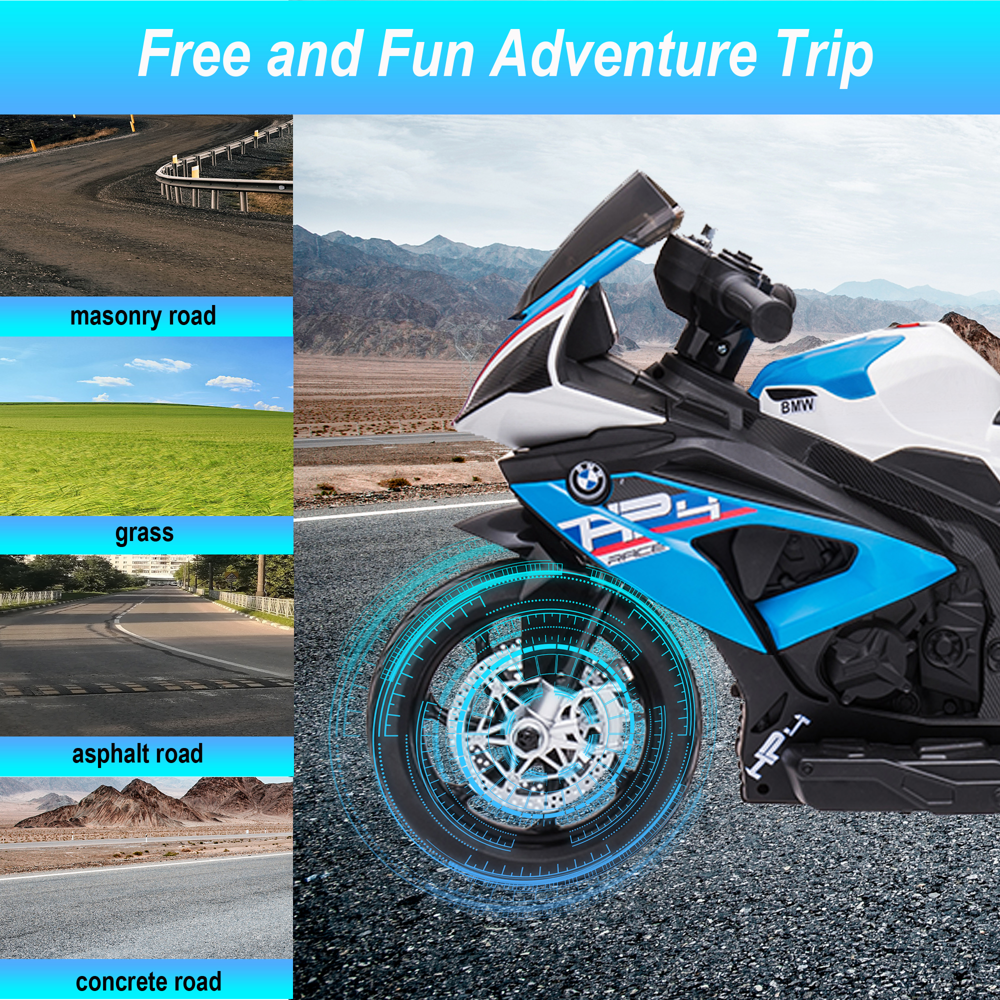 12V 2 Seater Kids Electric Motorcycle for 3-6 Years Old, Battery Powered Ride on Motorcycle Toy w/ Music and LED Light, Motorized Dirt Bike for Boys Girls, 3 Wheels, Blue