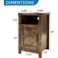 thumbnail image 2 of Farmhouse Nightstand Set of 2, Bedside Table with Charging Station, Night Stand with Barn Door, White End Table Sofa Side, Nightstand Storage for Bedroom Living Room, Brown, 2 of 13