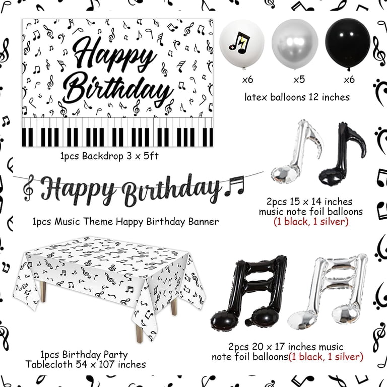 Black Music Note Jumbo Balloon - Foil Mylar Balloon Party Decoration, Made In USA, Single Pack