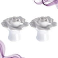 thumbnail image 6 of 3 Pieces White Flower Door Handles Rose Ceramic, 6 of 8