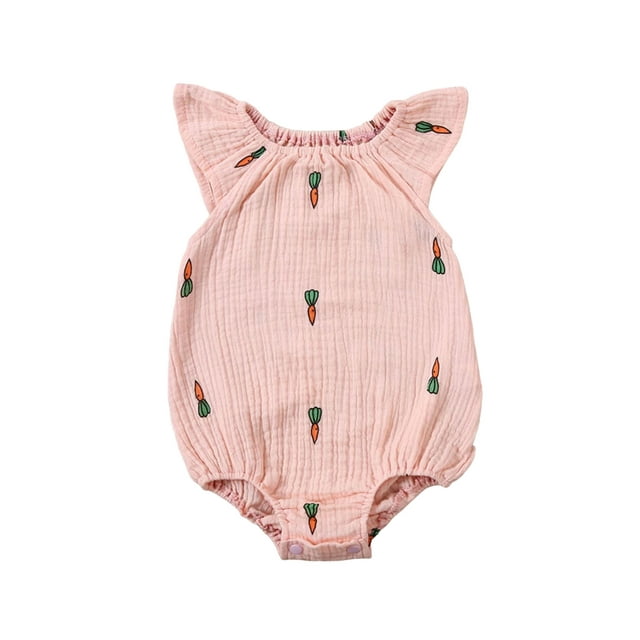 Baby Girl Body sin mangas con estampado de dibujos animados Ropa de una pieza para bebés (rosa / 0-6 meses) Nituyy mameluco-GLKJ5384-FT42545D1