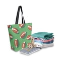 thumbnail image 2 of FORMRS Womens Canvas Tote Bag with Zipper Inner Pocket Shoulder Handbag, American Footballs, 2 of 7