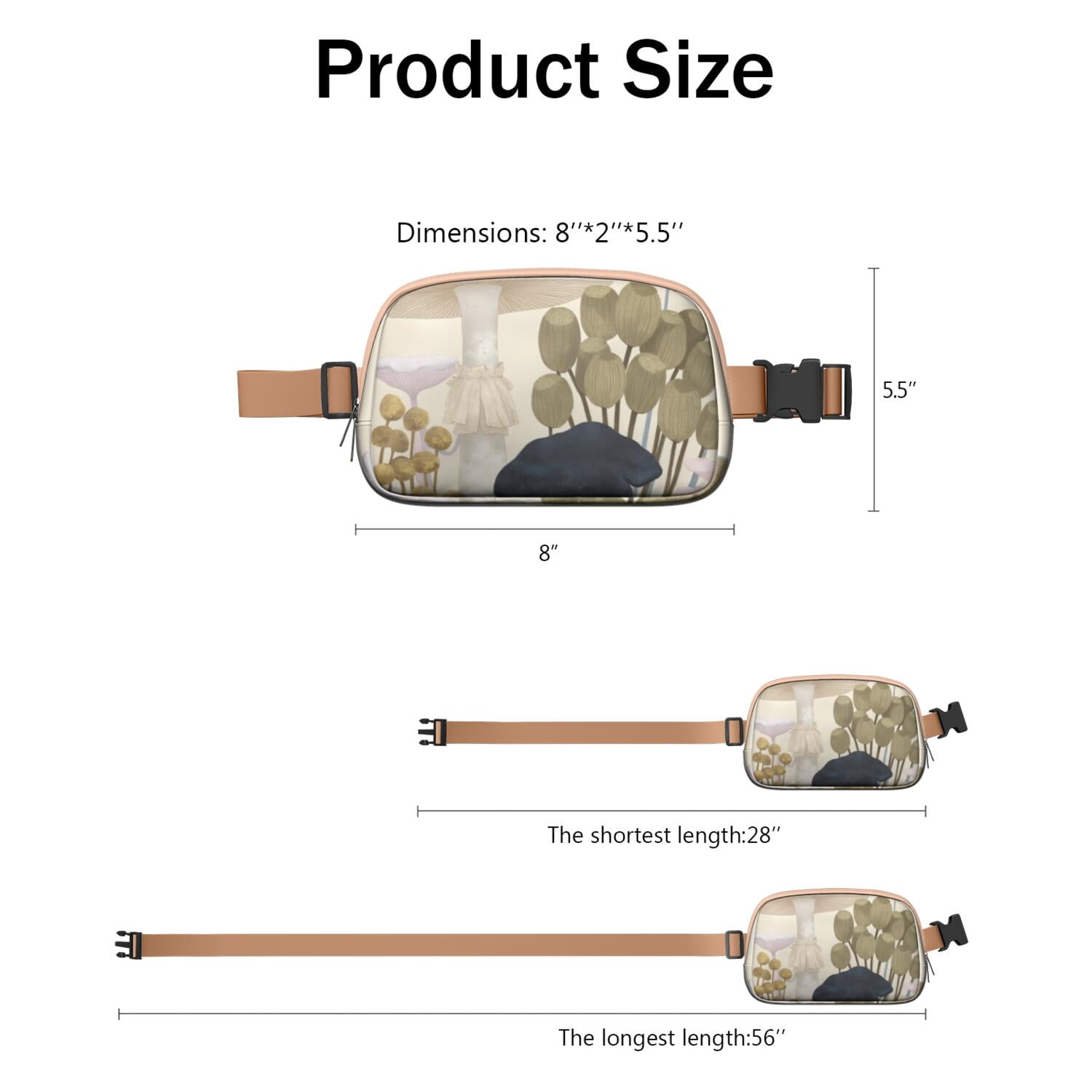 Waist Bag for Sports Enthusiasts Commuters Fashionable Waterproof Fanny Pack with Adjustable Strap for Outdoors Workout Traveling Mushroom Sporty Waist Pack