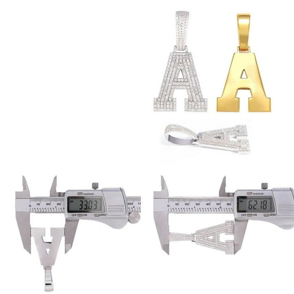 Jinaldiamond 2Ct Round Cut Lab Created Moissanite Diamond Initial "A" Custom Pendant Necklace 18K Yellow Gold Plated