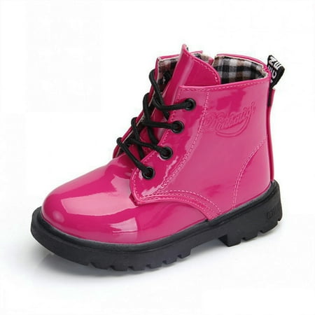 

Girls Patent Leather Boots Soft-soled Anti-slip Side Zipper Shoes For Winter