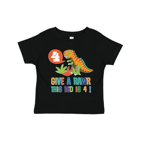

Inktastic 4th Birthday Dinosaur Party Gift Toddler Boy or Toddler Girl T-Shirt