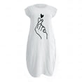 thumbnail image 4 of Fesfesfes Spring Dresses for Women Loose Round Neck Tunic Dress Casual Knee Length Linen Mini Dress Heart Printed Mom Dress with Pocket, 4 of 5