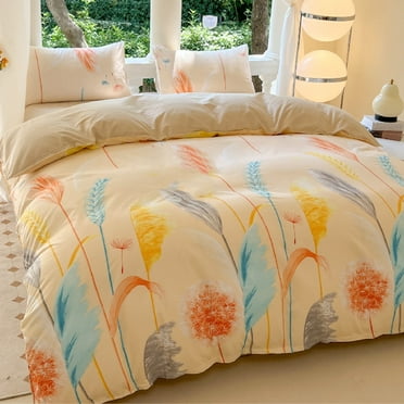 Qocolhg Queen Comforter Set - 4 Pieces Bed Set, Down Alternative Bedding Sets for All Season, 1 Duvet Cover, 2 Pillowcases, 1 Bed Sheets