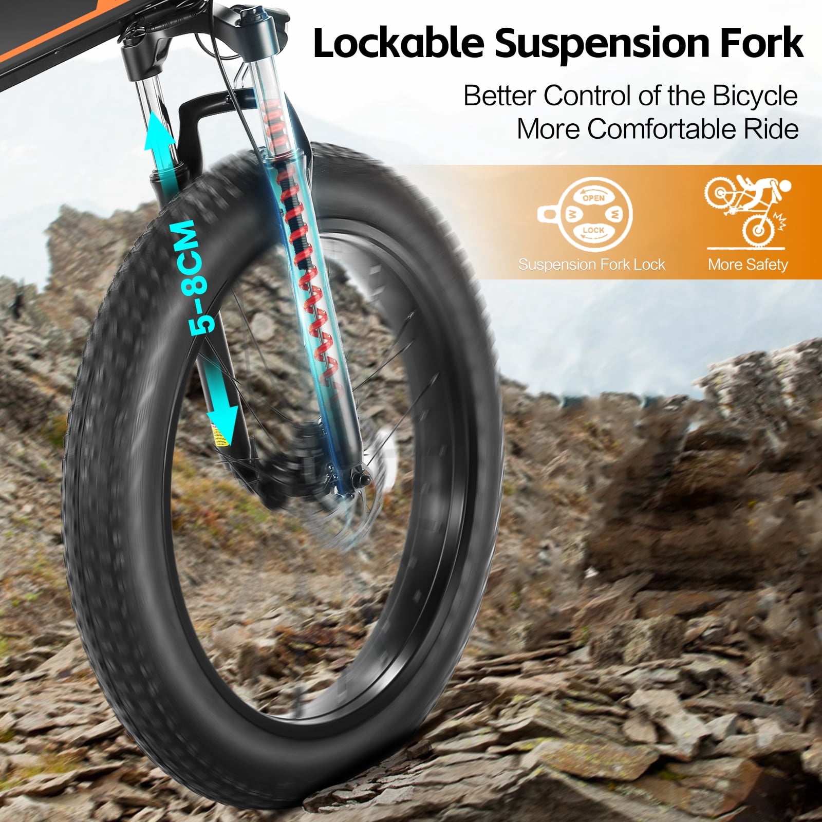 Elifine 26"x4" Folding Fat Tire Electric Bike, Full Suspensions, 500W Ebike, 5 Riding Modes, 48V 10.4Ah Battery, 21 Speed, LCD, All Terrain E Bike for Adult UL2849