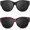 (2 Pack) Glossy Black+floral Purple, variant on Polarized Fit Over Sunglasses for Women Trendy Overszied Frame Shades (2 pack)