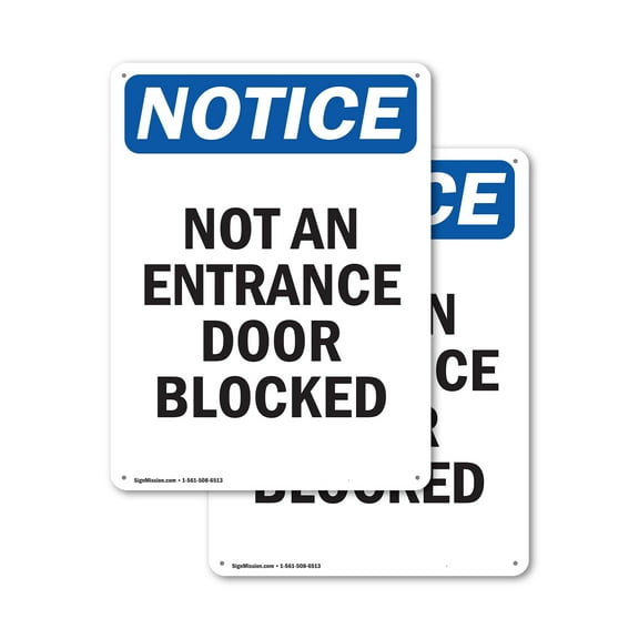 (2 Pack) Not An Entrance Door Blocked OSHA Notice Sign 18 Inch X 24 Inch Plastic Sign, Weather Resistant, UV Protected for Workplace, Business, and Construction Site, Made in the USA