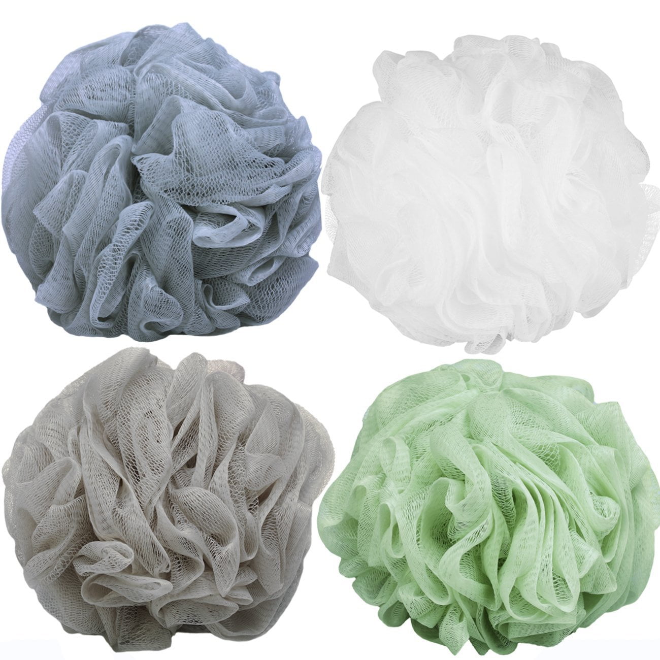 Goworth Large Bath Shower Sponge Pouf Loofahs 4 Packs 60g Each Eco ...